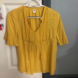Yellow short sleeve blouse